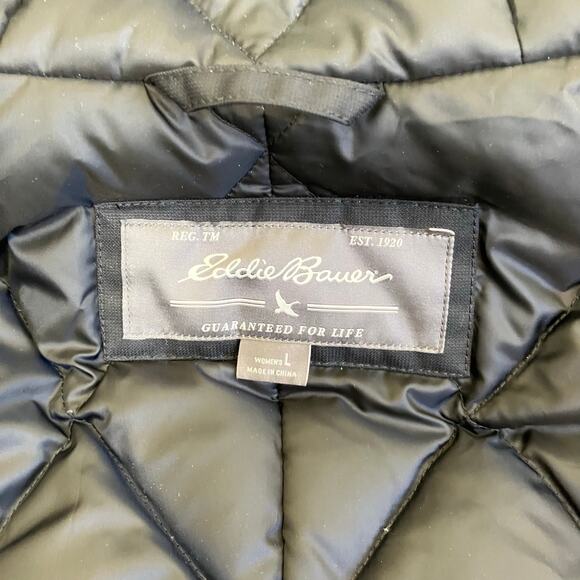 Eddie Bauer Womens Sz L Superior III Stadium Parka Down Filled Waterproof Black - Picture 14 of 16